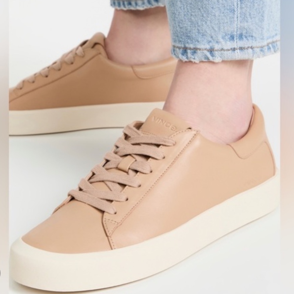 Beige Vince Gabi Leather Sneakers